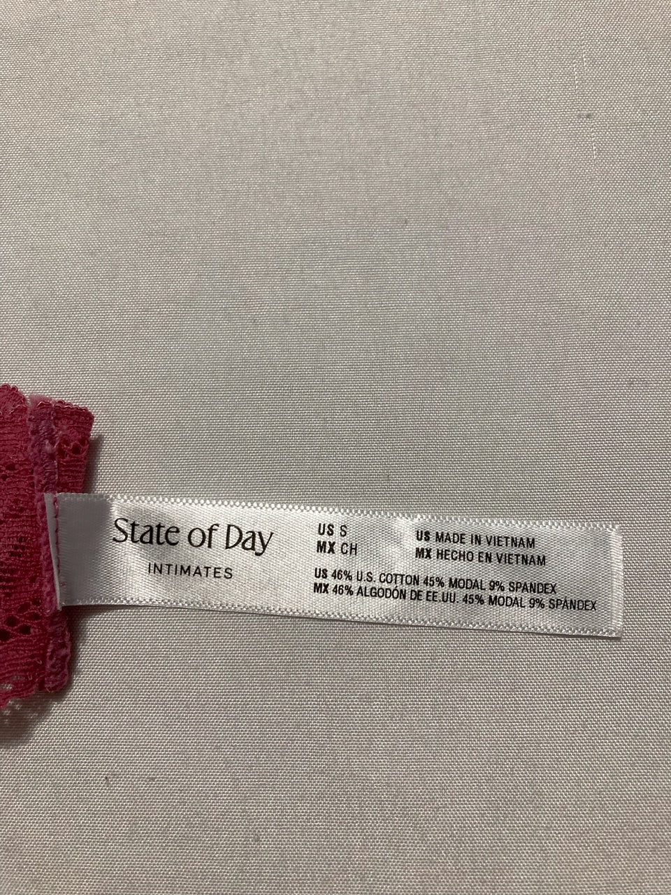 STATE OF DAY Cotton Blend Lace-Trim Thong Underwear PINK S