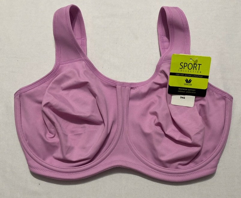 WACOAL Simone Sport Unlined Full Coverage Underwire Sports Bra PINK 34G
