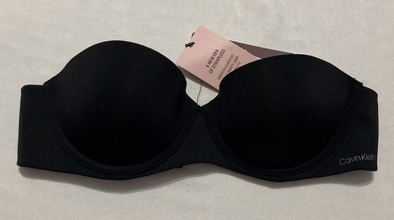 CALVIN KLEIN Perfectly Fit Strapless Convertible Push-Up Bra BLACK 34A