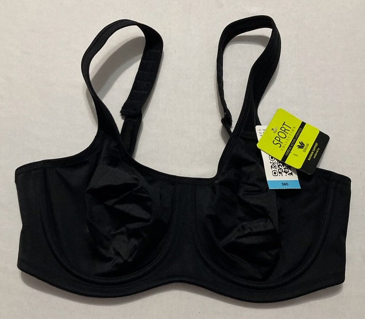 WACOAL Simone Sport Unlined Full Coverage Underwire Sports Bra BLACK 38C
