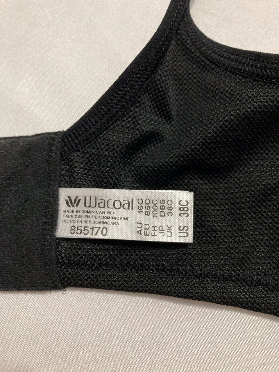 WACOAL Simone Sport Unlined Full Coverage Underwire Sports Bra BLACK 38C