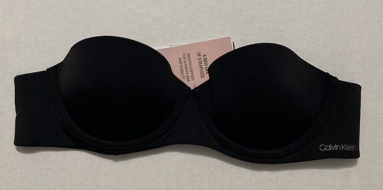 CALVIN KLEIN Perfectly Fit Strapless Convertible Push-Up Bra BLACK 32A
