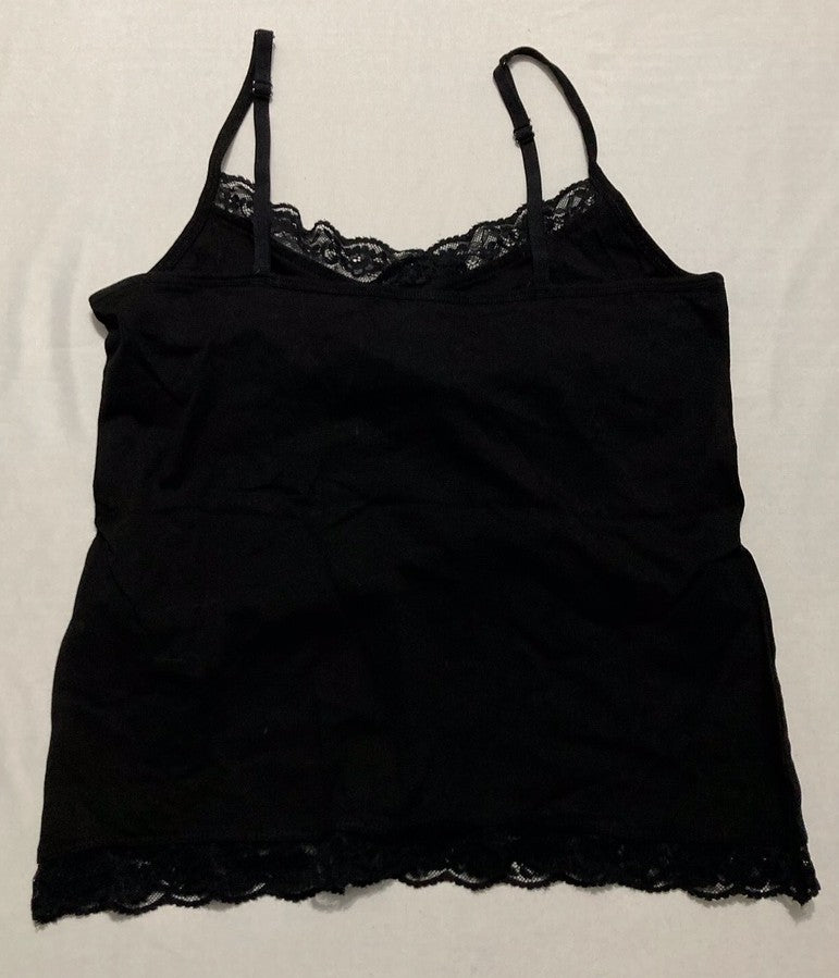 CHARTER CLUB Tank Top with Brasier Lace Rib and Trim BLACK M