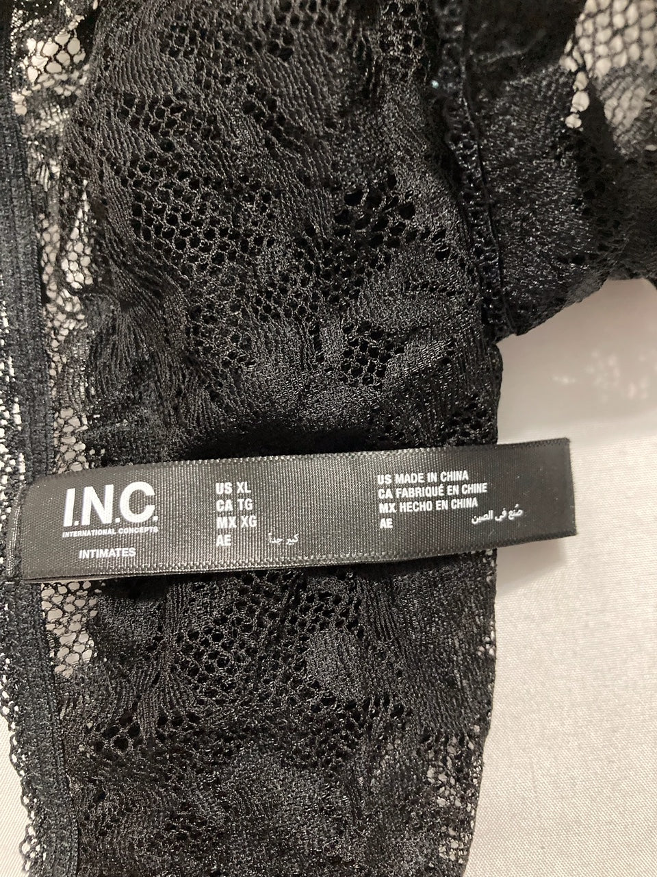 I.N.C Open Back Halter Plunging Teddy One Piece BLACK XL