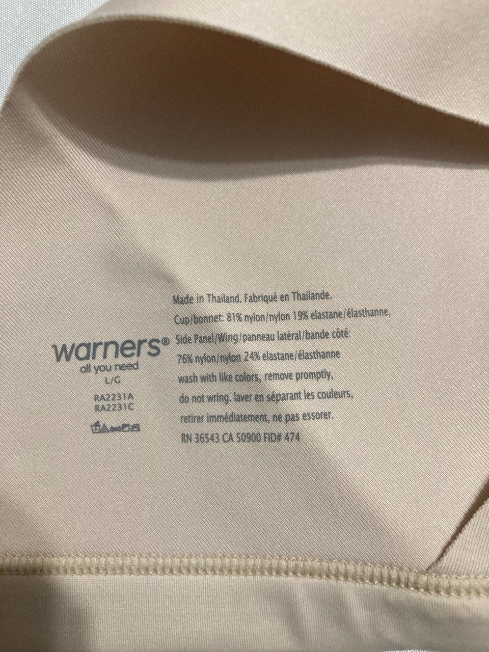 WARNER'S No Side Effects Underarm and Back-Smoothing Comfort Wireless BEIGE L