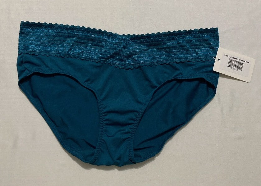 WARNER'S Dig-Free Comfort Waist with Lace Microfiber Hipster BLUE CORAL L