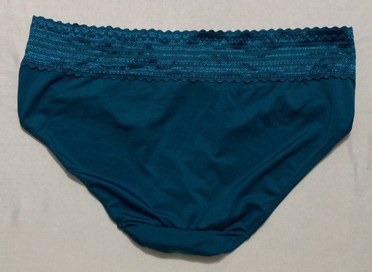 WARNER'S Dig-Free Comfort Waist with Lace Microfiber Hipster BLUE CORAL L