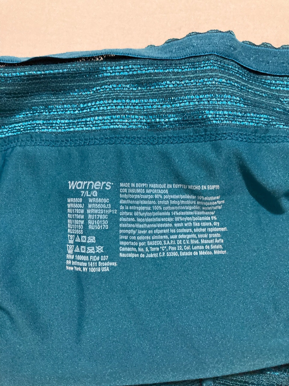 WARNER'S Dig-Free Comfort Waist with Lace Microfiber Hipster BLUE CORAL L