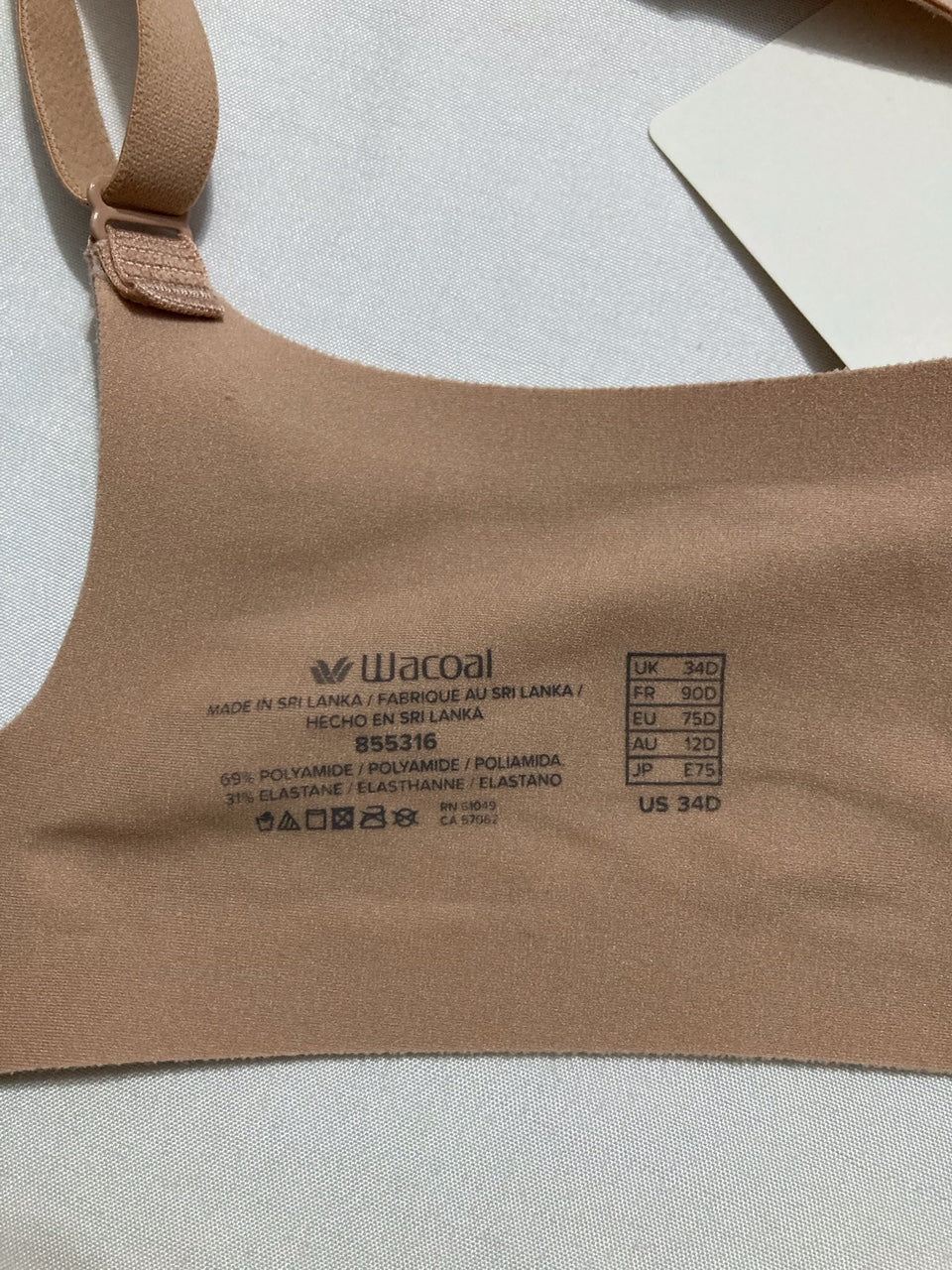 WACOAL Better Than Braless Seamless Unlined Plunge Underwire Bra NUDE 34D