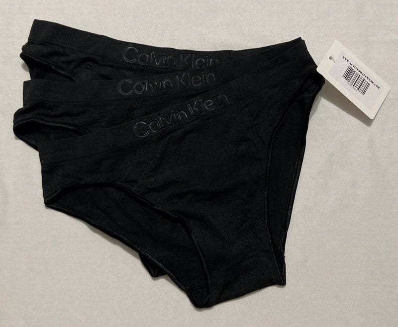 CALVIN KLEIN Bonded Flex Seamless 3-pack Mid Rise Bikini BLACK XS