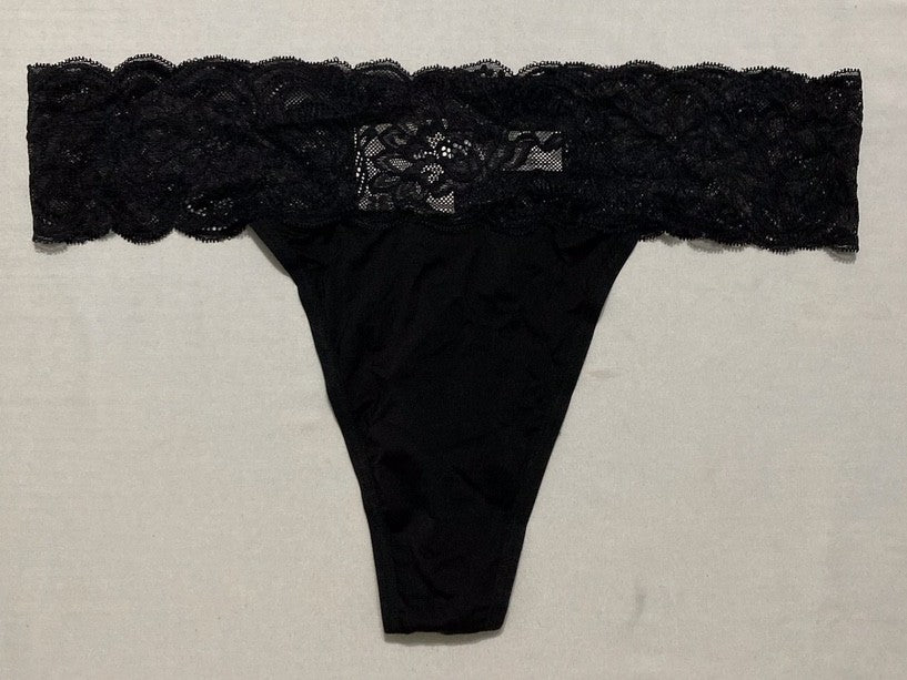MAIDENFORM Comfort Devotion Lace Thong Panties BLACK XL