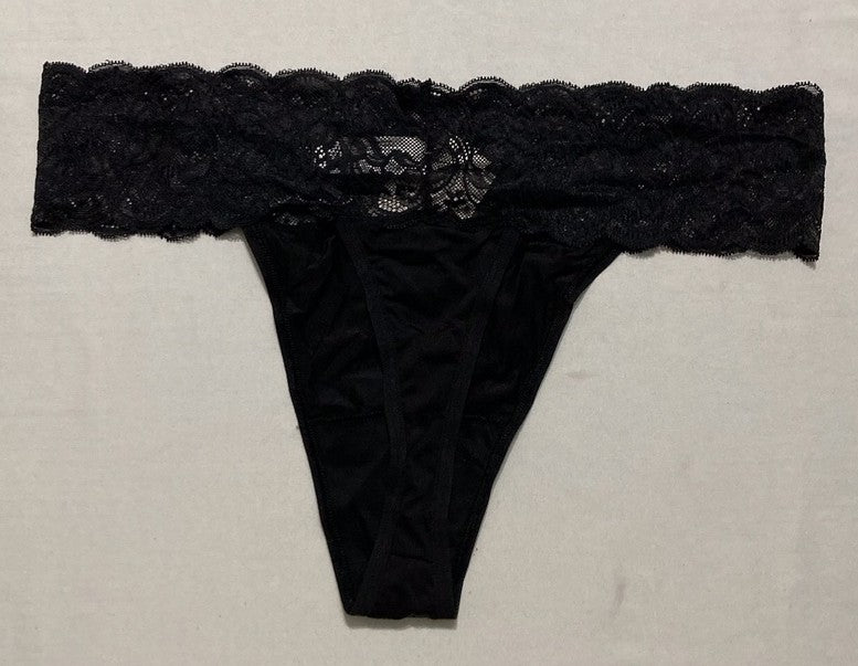 MAIDENFORM Comfort Devotion Lace Thong Panties BLACK XL