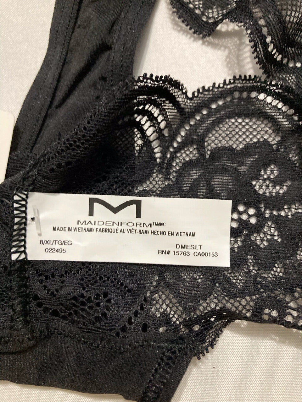 MAIDENFORM Comfort Devotion Lace Thong Panties BLACK XL