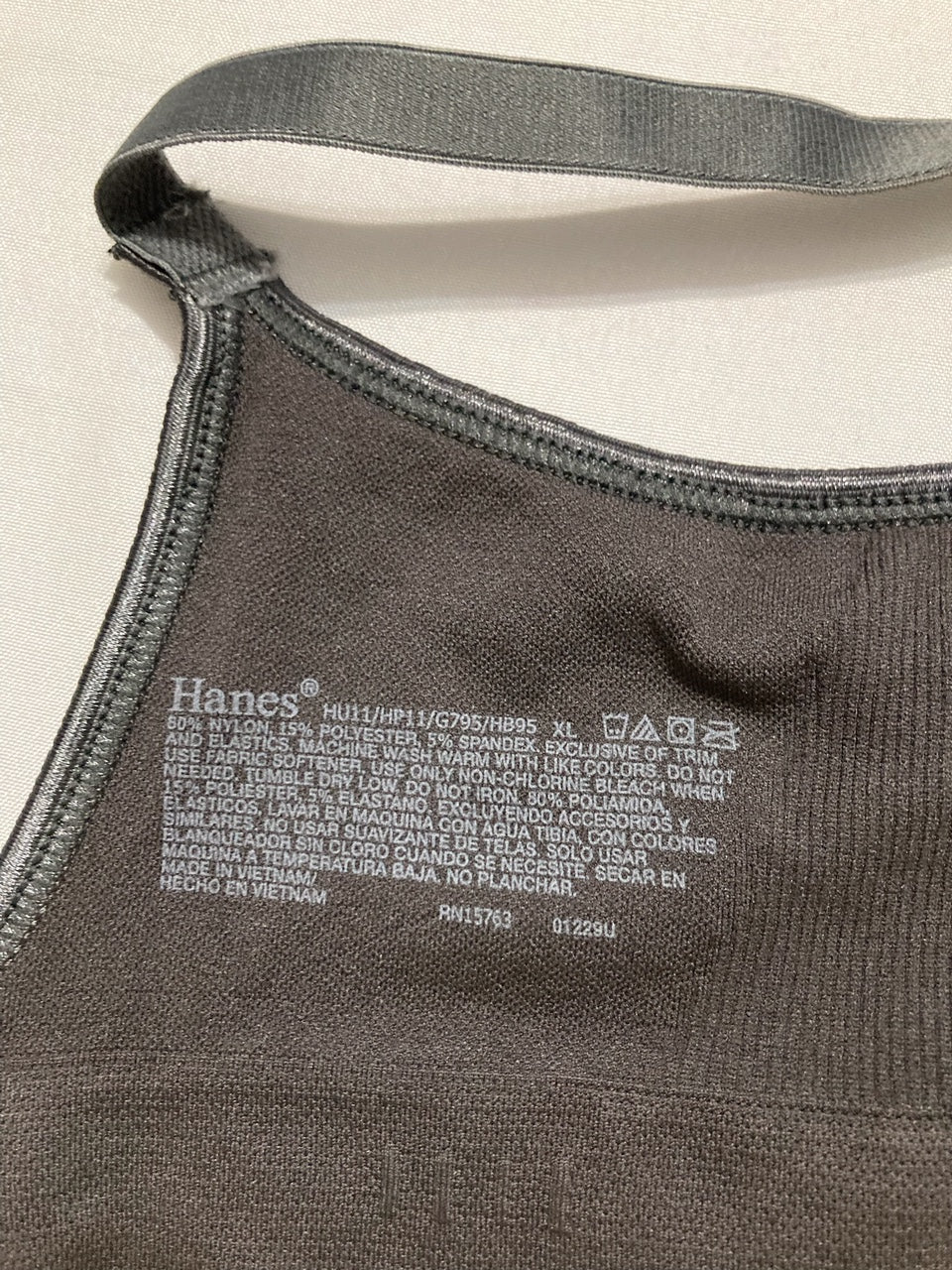 HANES Wireless T-shirt Bra Convertible Smoothing GREY XL