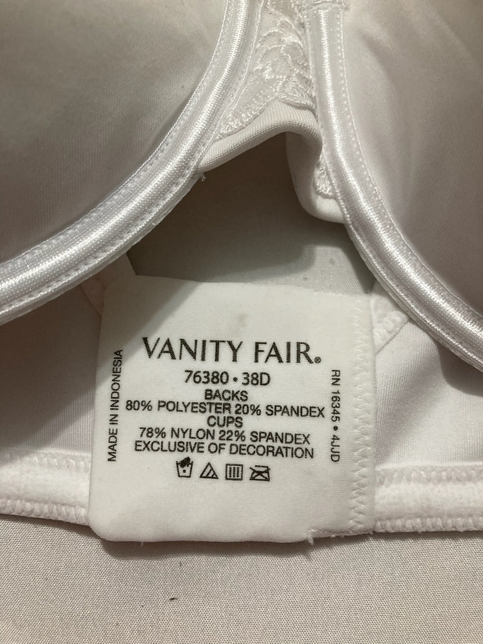 NWD VANITY FAIR Full Figure Beauty Back Smoothing Bra WHITE 38D