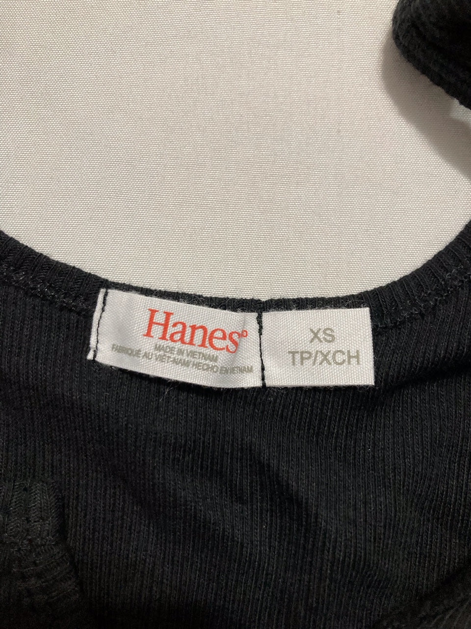 HANES Rib Cropped Tank Top with Lettuce Edge Trim BLACK XS