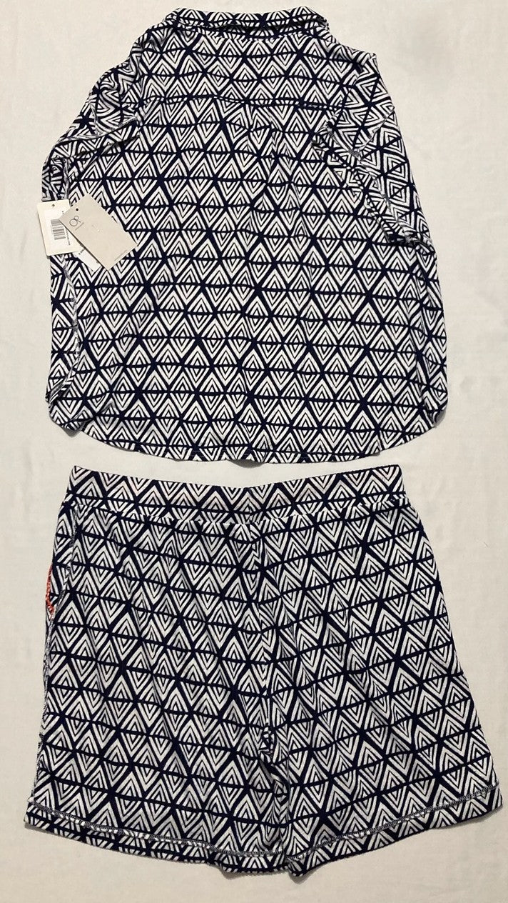 OCEAN PACIFIC Summer Lovin Pajama Set Button Down Shirt Sleep Shorts BLUE GEO XL