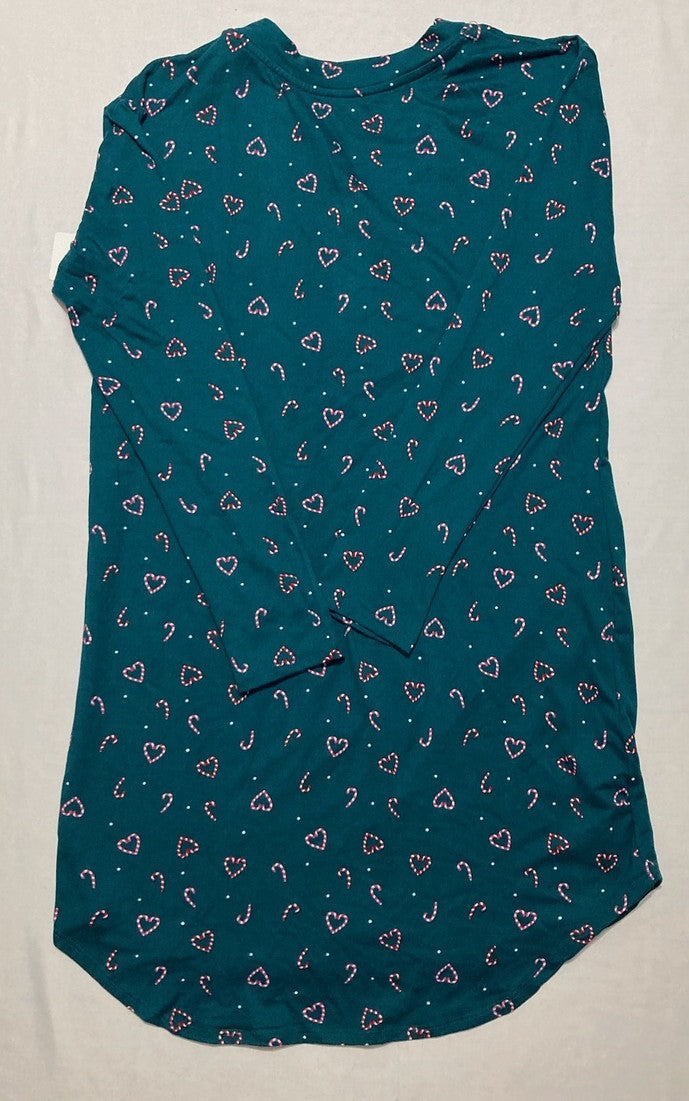 ROUDELAIN Printed Long-Sleeve V-Neck Sleepshirt GREEN XS