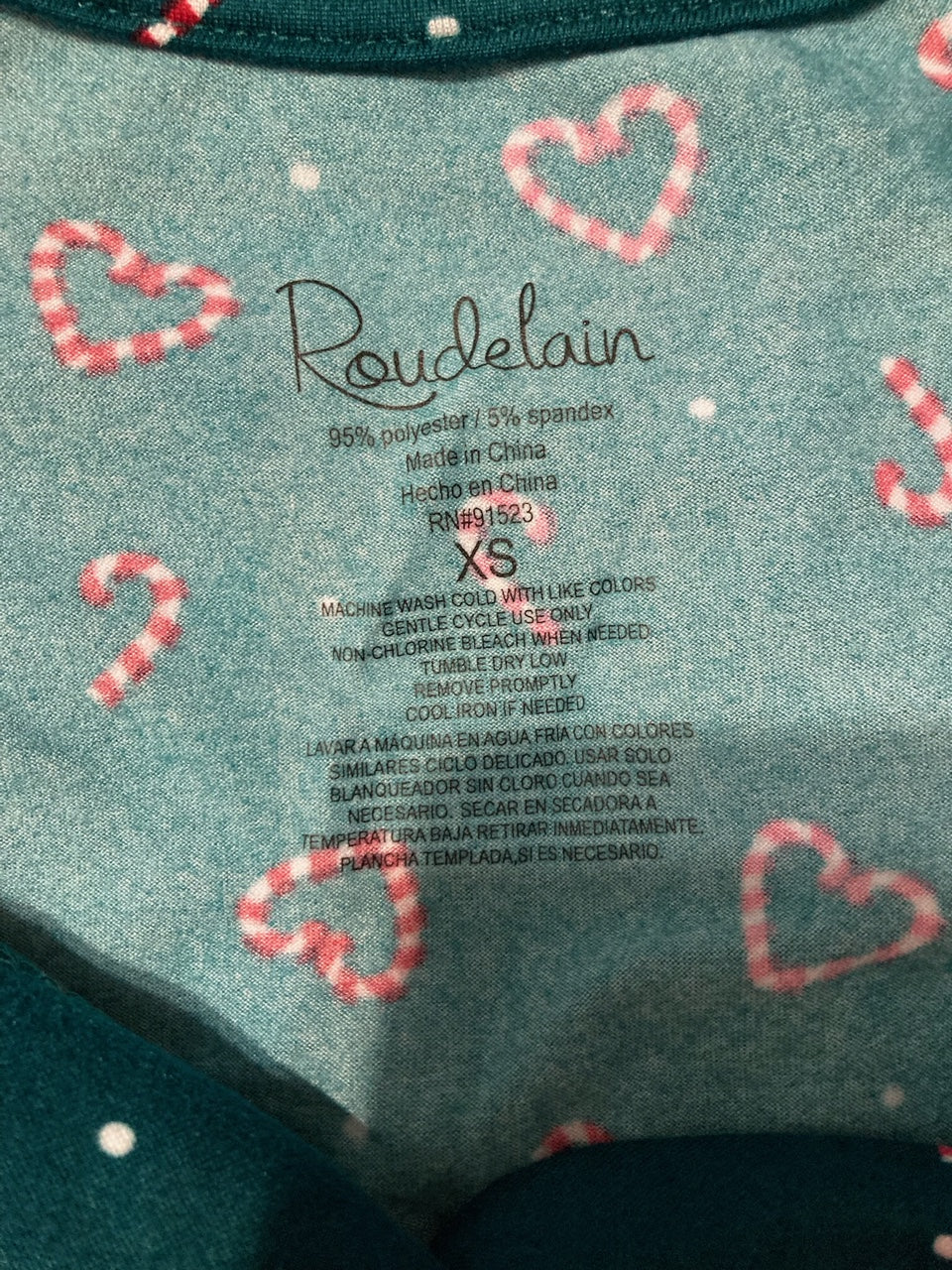 ROUDELAIN Printed Long-Sleeve V-Neck Sleepshirt GREEN XS