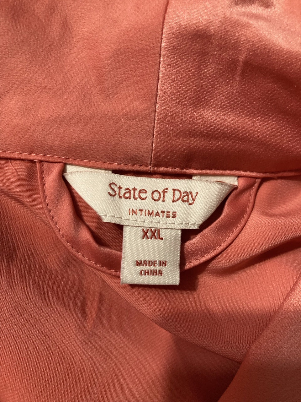 STATE OF DAY Neck Gown Shawl with Belt Robe PINK CORAL XXL