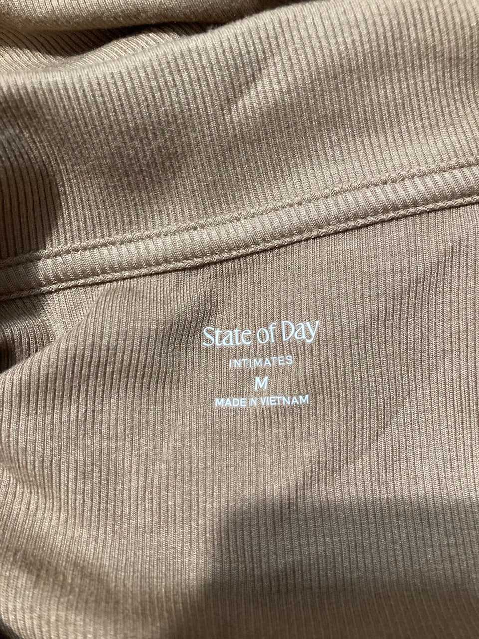 STATE OF DAY Packaged Ribbed Notched-Collar Pajamas Set BROWN M