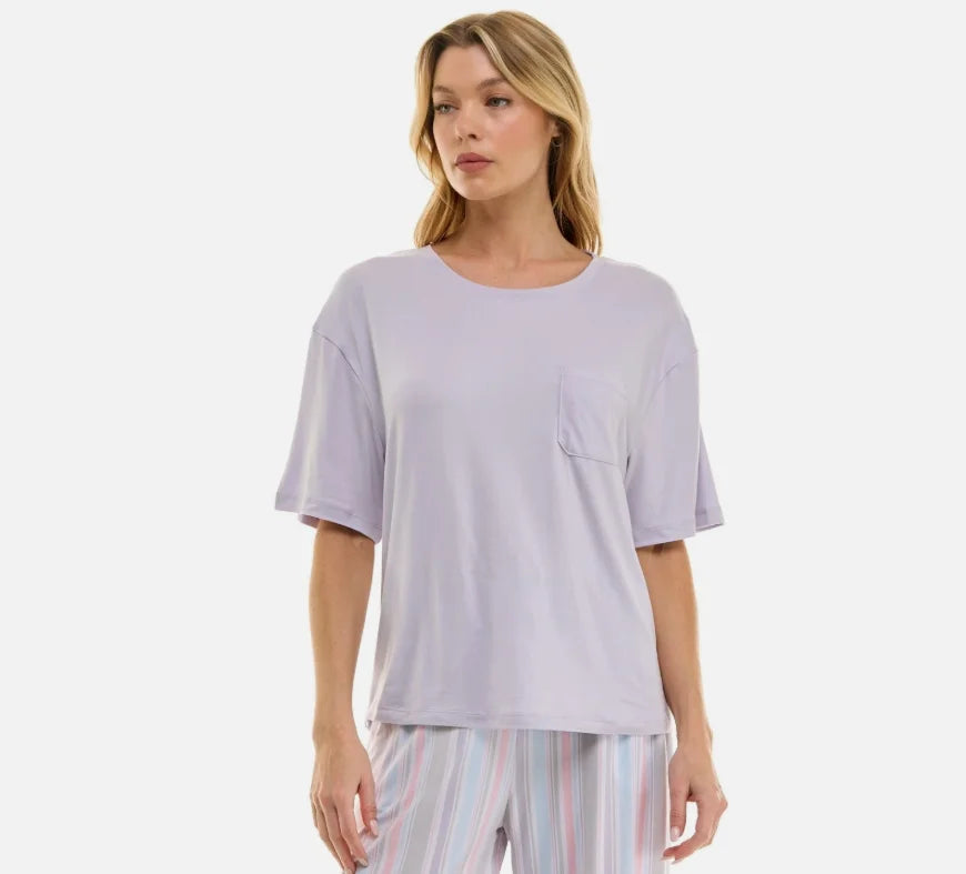 ROUDELAIN Short Sleeve Top Pajama PURPLE HEATHER S