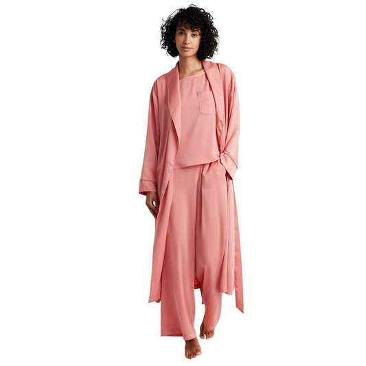 STATE OF DAY Neck Gown Shawl with Belt Robe PINK CORAL XXL