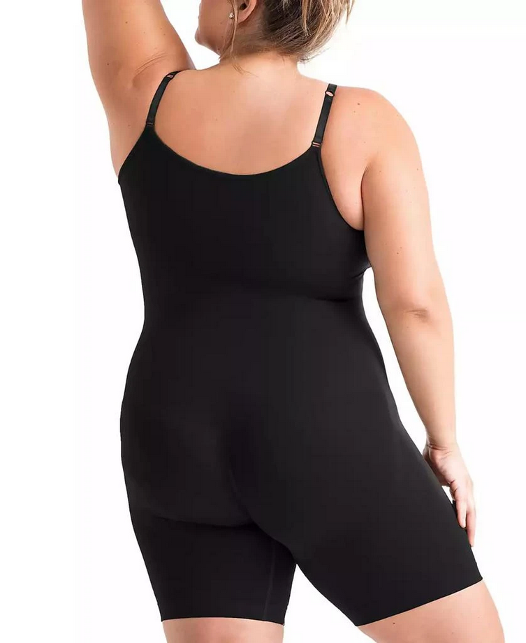 SHAPERMINT Scoop Neck Mid-Thigh Bodysuit BLACK S