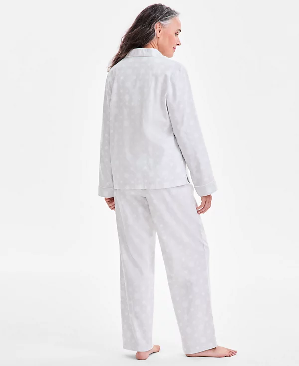 CHARTER CLUB 2-Pc. Cotton Flannel Packaged Pajamas Set GREY XL