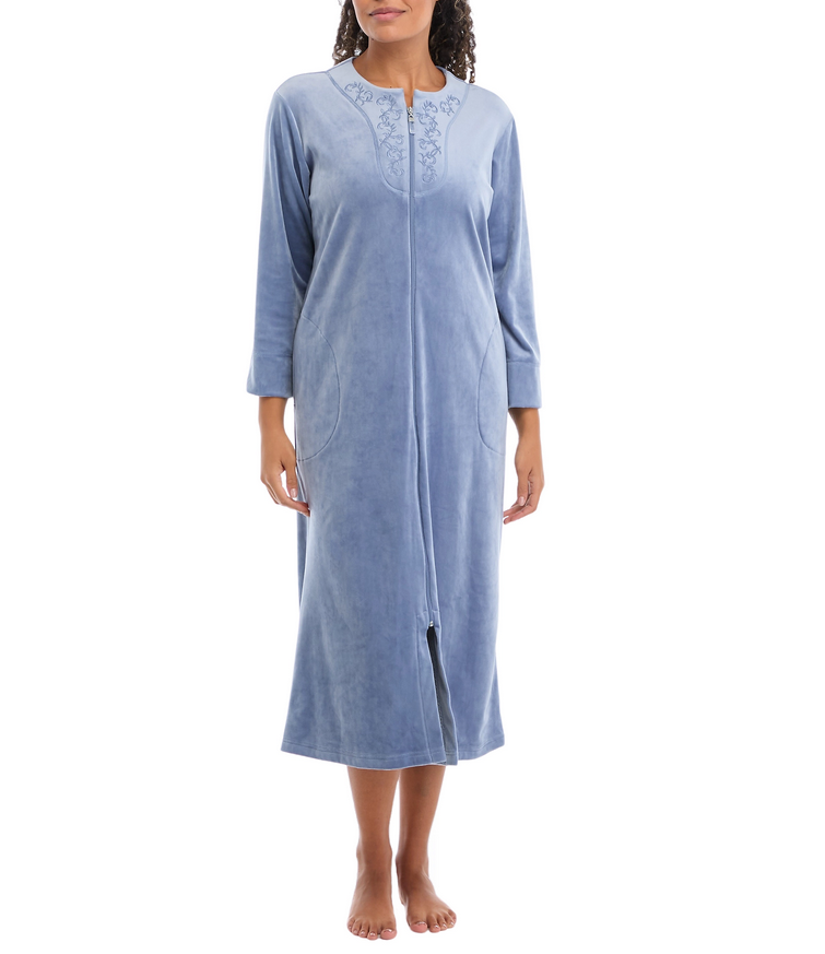 MISS ELAINE Fleece Long Robe BLUE S