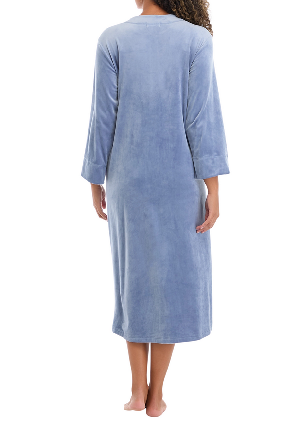 MISS ELAINE Fleece Long Robe BLUE S