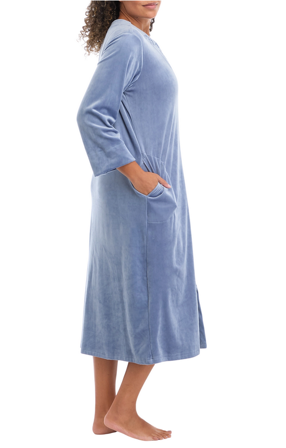 MISS ELAINE Fleece Long Robe BLUE S