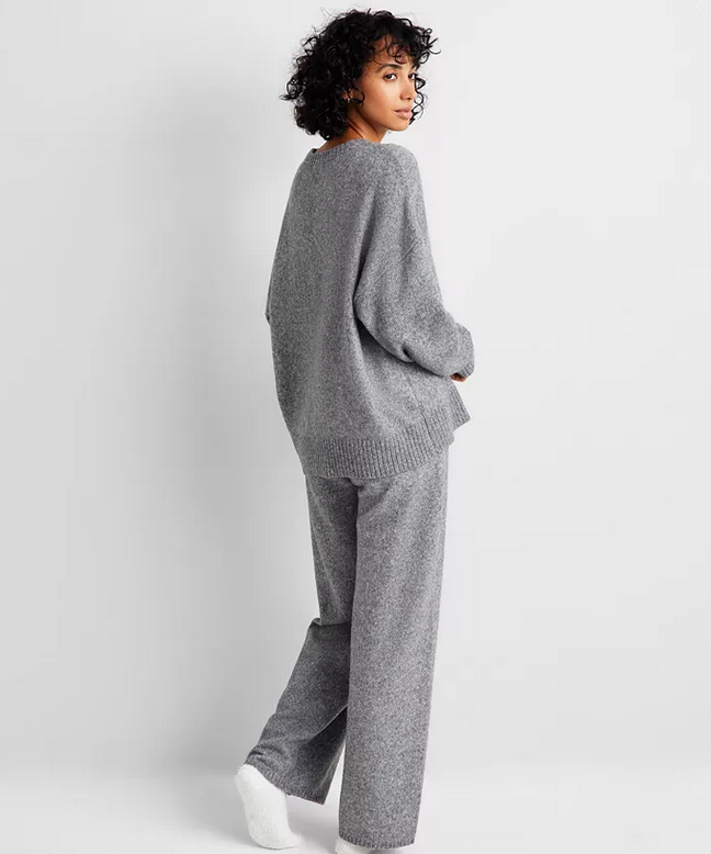 STATE OF DAY Indulge & Rest Sweater Loungewear Set GRAY L