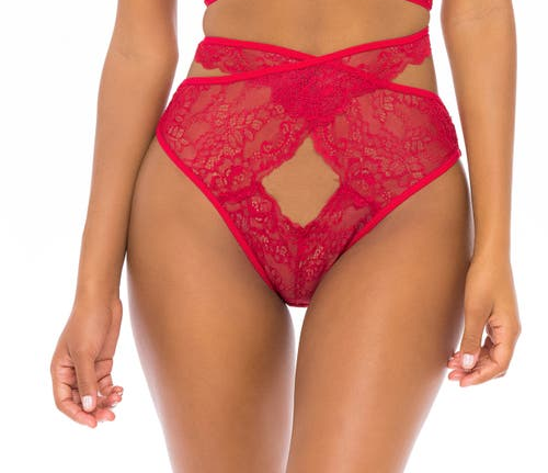 OH LA LA CHERI Charlena Crossover High Waist Panties RED L/XL