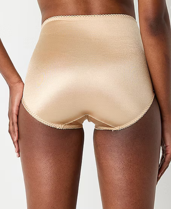 UNDERSCORE Rainbow Stretch Satin Lace Trim Control Briefs 2 pieces BEIGE M