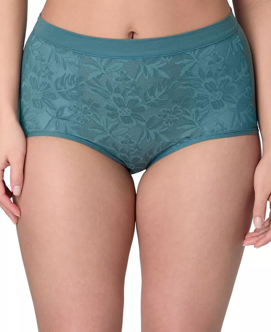 BALI Breathe Lace High-Rise Brief Underwear BLUE GREEN 2XL