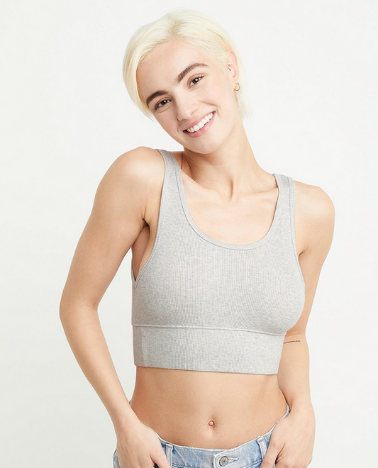 HANES Rib Longline Bralette GREY 2XL