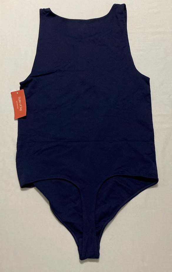 STATE OF DAY Seamless Thong Bodysuit NAVY XL