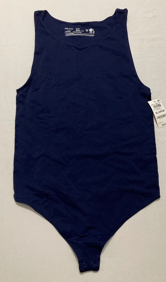 STATE OF DAY Seamless Thong Bodysuit NAVY XL