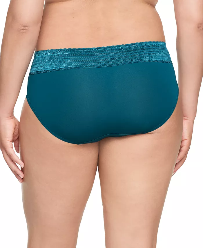 WARNER'S Dig-Free Comfort Waist with Lace Microfiber Hipster BLUE CORAL L