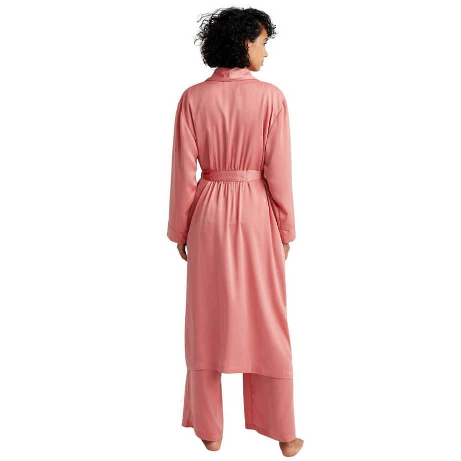 STATE OF DAY Neck Gown Shawl with Belt Robe PINK CORAL XXL