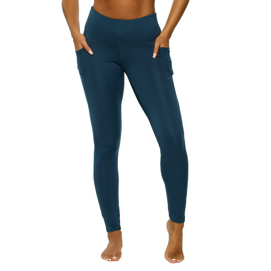 FELINA Athletic Pocket Legging Yoga Pants BLUE L
