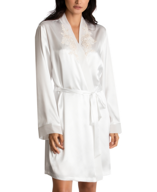 LINEA DONATELLA Sonya Embellished Satin Bridal Wrap Robe IVORY L/XL