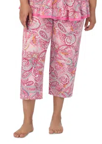ELLEN TRACY Plus Size Printed Cropped Pajama bottom FLORAL PINK 2X