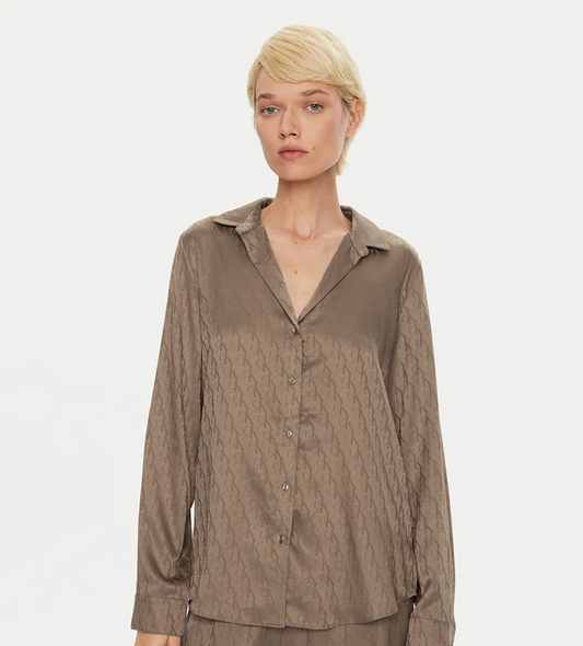 CALVIN KLEIN Buttondown Pajama T-shirt  BROWN M
