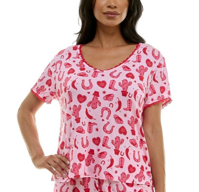 ROUDELAIN Pajama Shirt Top Round neck RED S