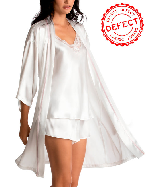 NWD LINEA DONATELLA Bride Satin Wrap Robe, Cami & Tap Shorts Set WHITE S
