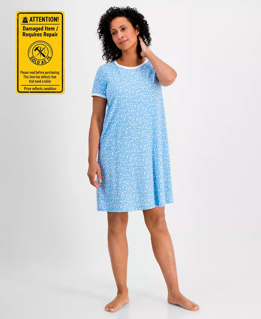 NWD CHARTER CLUB Printed Short-Sleeve Sleepshirt BLUE XXL