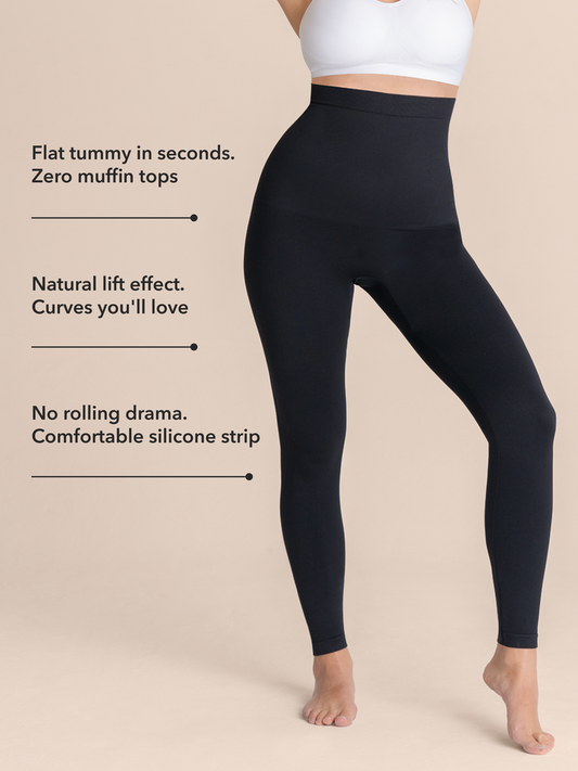 SHAPERMINT Essentials High-Waisted Shaping Leggings BLACK S