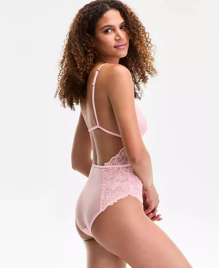 I.N.C Metallic Lace Bodysuit ROSE M